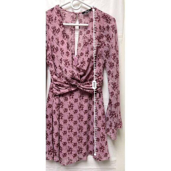 Trixxie Size Small Dress Pink Floral Bell Sleeve Sheer Lined Spring CLP-C - Picture 6 of 9